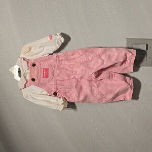 Vintage Osh Kosh Pink Stripe Overall and matching top